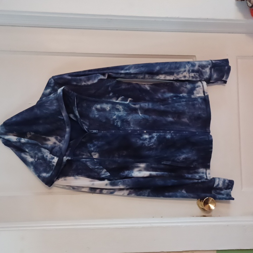 Queenieke running jacket blue tie dye fitted hooded jacket
